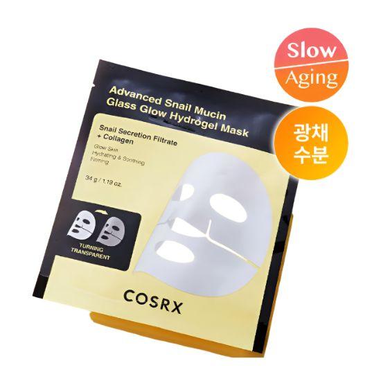 COSRX Advanced Snail Mucin Glass Glow Hydrogel Mask Hydrating Brightening Sheet Mask 1 Sheet 34g