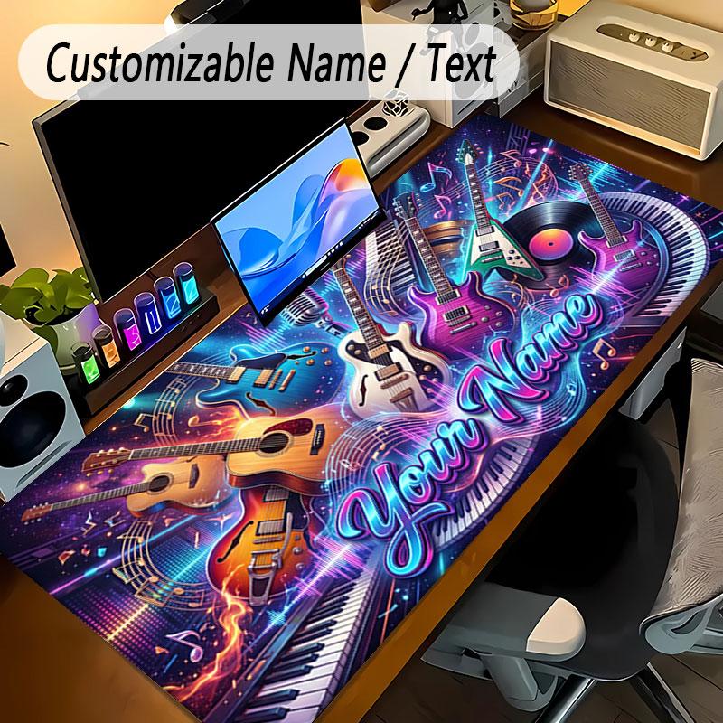 Music Theme Personalized Mouse Pad Custom Name Text Non Slip Desk Pad For Laptop Office Desktop