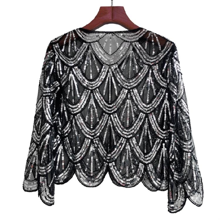 Bead Sequins Detailed Shawl Scarf for Special Occasion Unique Sequined Accessory for Trendy Outfits