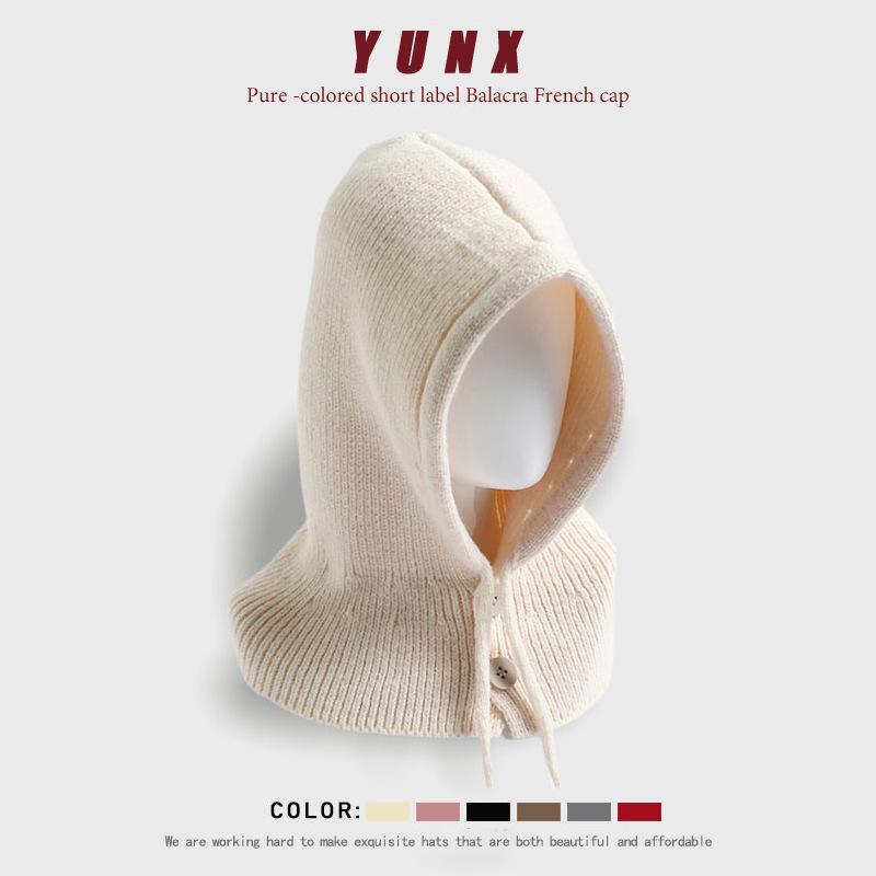 

Жіноча зимова вовняна в язана балаклава шапка з захистом шиї та вух One Size вершковий