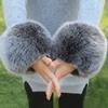 Frauen Kunstpelz Plüsch Manschette Hand Armwärmer flauschig weiche Handgelenk Band Handschuhe Winter