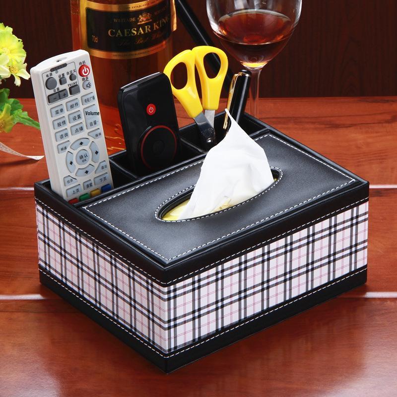Hotel PU Leather Tissue Box & Remote Holder - European Style Multifunctional Organizer