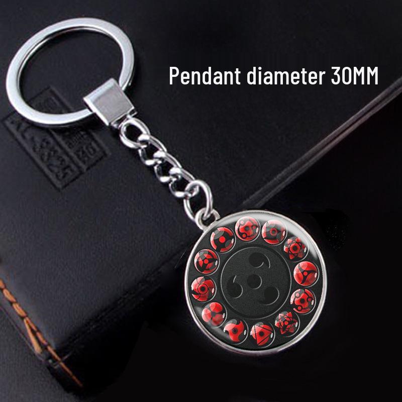 Naruto Sharingan Time Gem Silver Keychain Ornament