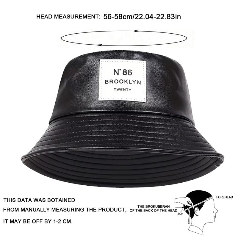 Unisex Kapelusz Bucket Hat z Skórzaną Metką Brooklyn Kapelusz Rybacki ze Skóry PU Kapelusz Outdoorowy Podróżny Kapelusze Przeciwsłoneczne dla Mężczyzn Kobiet Kapelusze Bucket Hat
