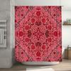 Red Floral Shower Curtain with Ladybug Pattern Waterproof Bathroom Decoration for Home Decor Kitchen Linen