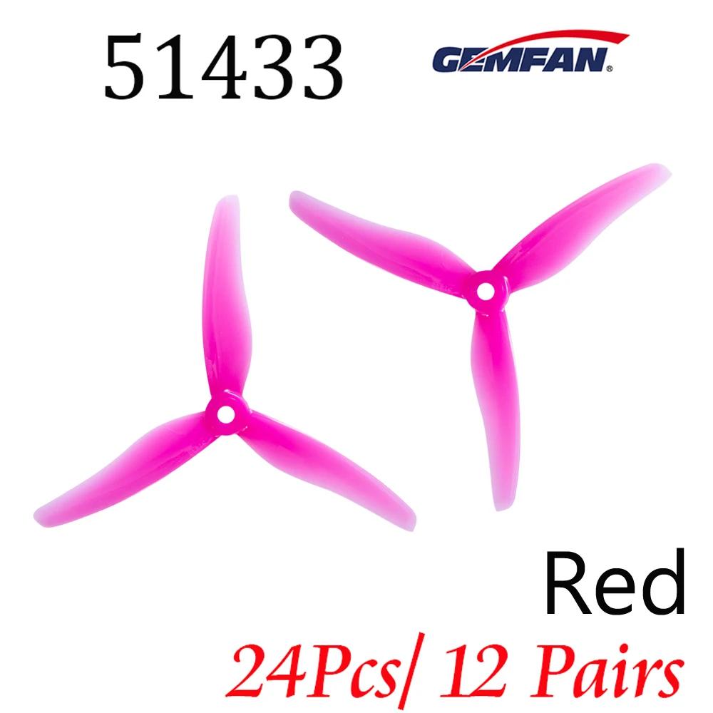 24 pcs/ 12 pairs Gemfan 51433 5inch 3 blade tri-blade Propeller Props Compatible Brushless Motor for FPV Racing Drone 51466