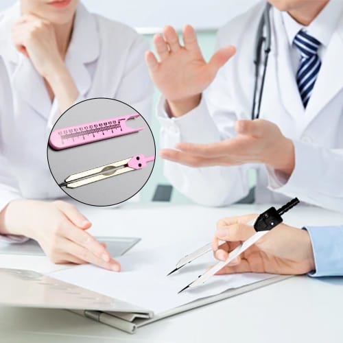 Solxion ECG Divider, ECG Caliper, ECG Testing Tool, High-Precision ECG Drawing Tool, ECG Ruler, Portable Measuring Tool with Dual Foot Prongs (Pink)