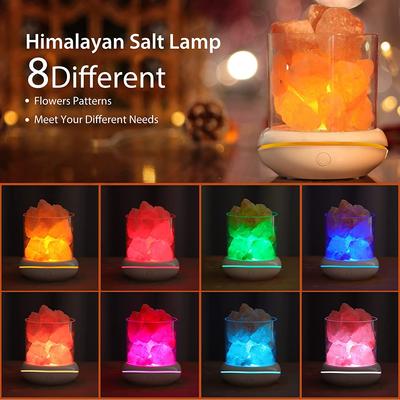 Aromalampy Přírodní himálajská solná lampa USB Růžová lampa Salt Rocks Vícebarevné romantické noční světlo pro originální dárky k narozeninám