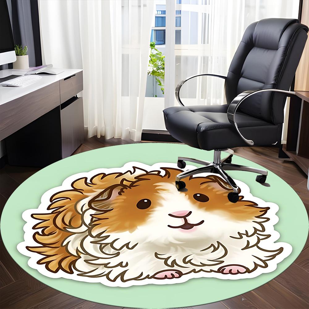 1pc Guinea Pig Office Round Rug, Carpet for Office, Gaming, Lightweight Round Floor Mat Yy260208062