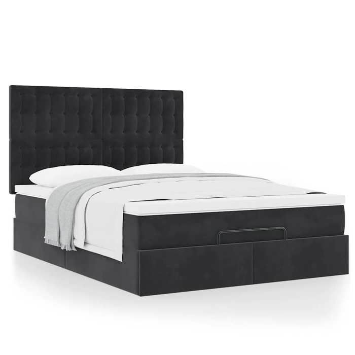 Cadre de lit ottoman - Maison Exclusive - Matelas 140x200 cm - Velours noir - Rangement hydraulique