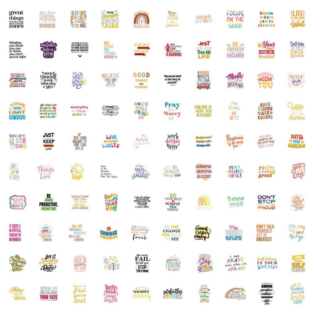 100-Pack Motivational Graffiti Stickers: Inspirational English Designs for Water Bottles and Computers