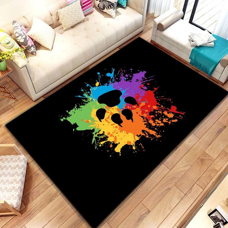 Cartoon Animal Paw Print Carpet Farmhouse Style Indoor Floor Mat Non Slip Area Rug for Living Room Home Decor Entrance Doormat