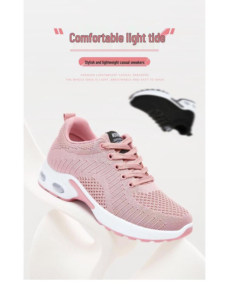 Women's 2025 Lightweight Air Cushion Plus Size Running Shoes - Solid Color, Versatile Lace-up Casual Sneakers