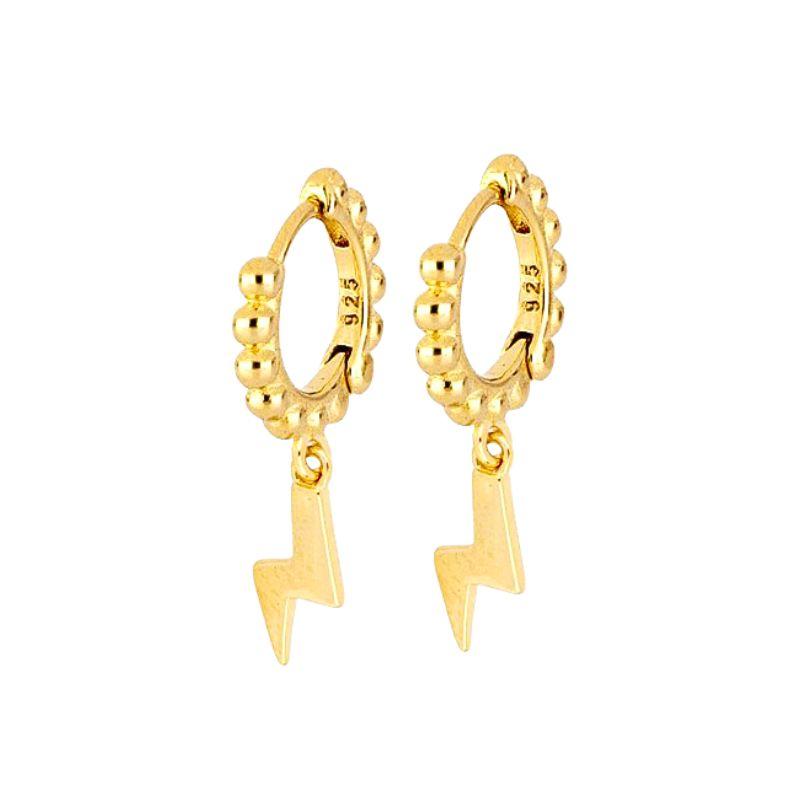 925 Silver Needle Vintage Gold Earrings for women Fashion Lightning Pendant Hoop Earrings Wedding High Luxury Jewelry