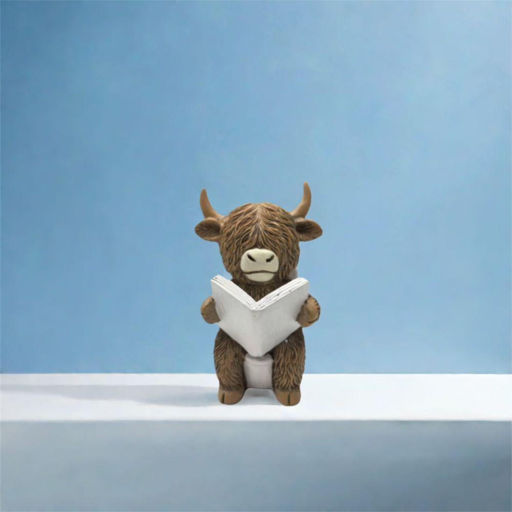 Cute Highland Cow Statue Decorative Animal Sculpture Ornament Crafts Cow Mini Figurine  Bonsai