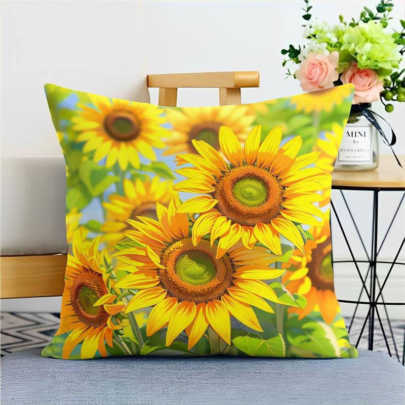 

Небольшая наволочка с изображением свежего подсолнуха для украшения общежития, офиса, гостиной, дома 45x45cm