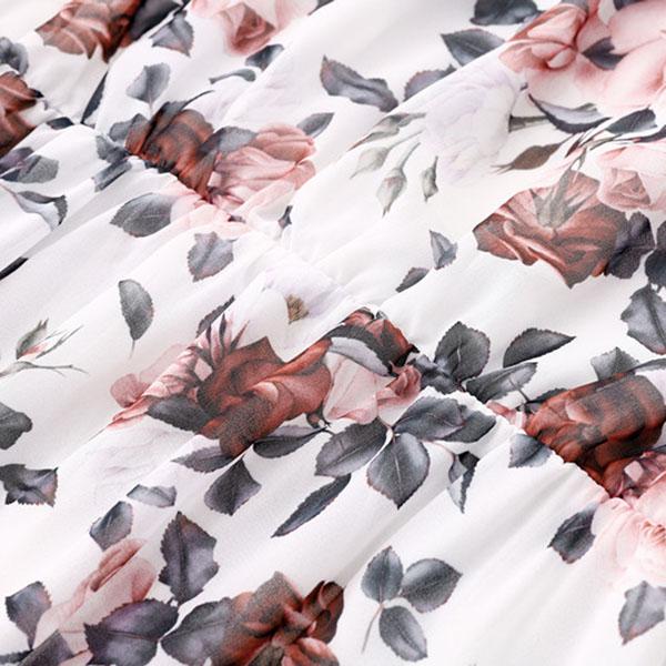 Fashion Women's Butterfly Sleeve O-Neck Casual Loose Dress Floral Printed Dress