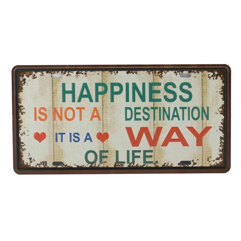Text Signs Welcome Love Family Warm-Hearted Word Metal Plate Car License Tin Sign Wall Pin Up Tin Sign Retro Craft Iron Painting