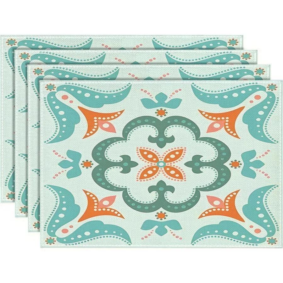 

Vintage Pattern Placemats Colorful Western Style Dining Table Decor Pads Christmas Kitchen Table Non Slip Mat Decoration 30x45cm-4PC
