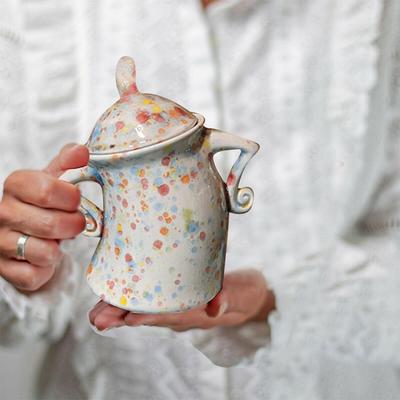 Kreative Gabel-Taillenbecher Lebensmittelgläser Retro Gepunkteter Becher für Küchenvorratsgläser mit Deckeln Kaffee Tee Zucker Gewürze Küchenutensilien