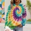 Women Plus Size Long Sleeve Drawstring Hoodie Galaxy Space Print Black Kangaroo Pocket Pullover