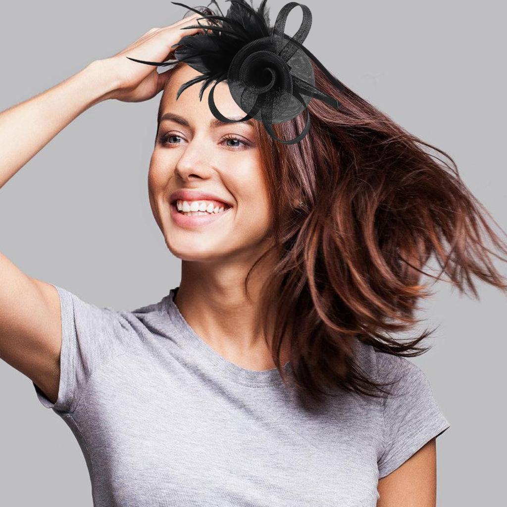 1920s Feathered Flower Headband Elegant Hairband Hair Styling Accessories for Women Aesthetic Formal Banquet Hairhoop