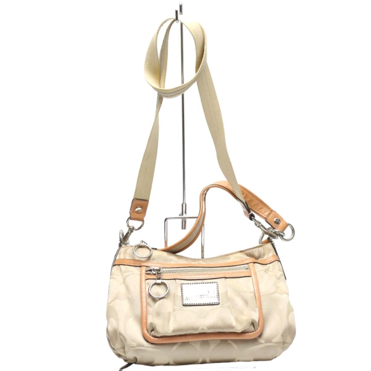 COACH Signature 2WAY Shoulder Bag leather beige Women F14562 Used