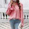 2026 Spring/Summer Women's Elegant Ruffle Plaid Long Sleeve Shirt