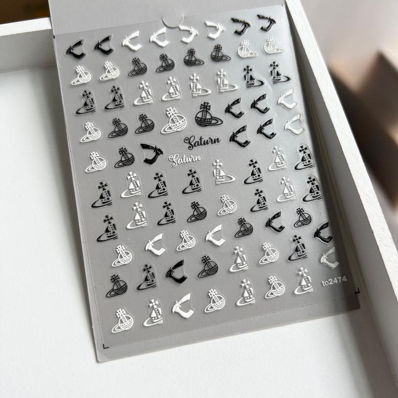 

Sober Personnel Laser Silver No Gender Nail Sticker Empress Dowager Saturn in black and white