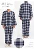 Kaitak Family Cotton Pajama Long Cotton Check Winter Men's Shirt, Sleeve, 100% Flannel, Pattern, Spring, Autumn, (Size M, Navy)
