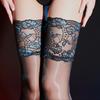 3D Aurora Series Oil Shiny Floral Lace Top Silicone Hold Up Thigh High Stockings Women Sexy Ultrathin Transparent Underwear