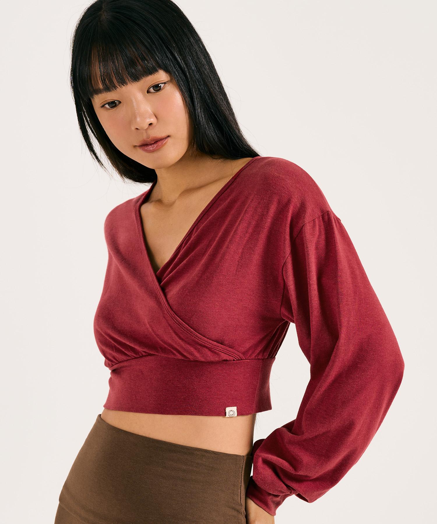 Diyani Ajna Crop Cover Up (Sangria Red) Free