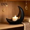 Gold Silver Black White Table Centerpiece Crescent Moon LED Candle, Decorative Electronic Candle for Eid Al-Fitr Home Window Display Ornament