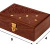Wooden Jewelry Box with Brass Engraving Design | Handmade Wooden Jewellery Organizer Box for Rings, Earrings & Necklace Storage