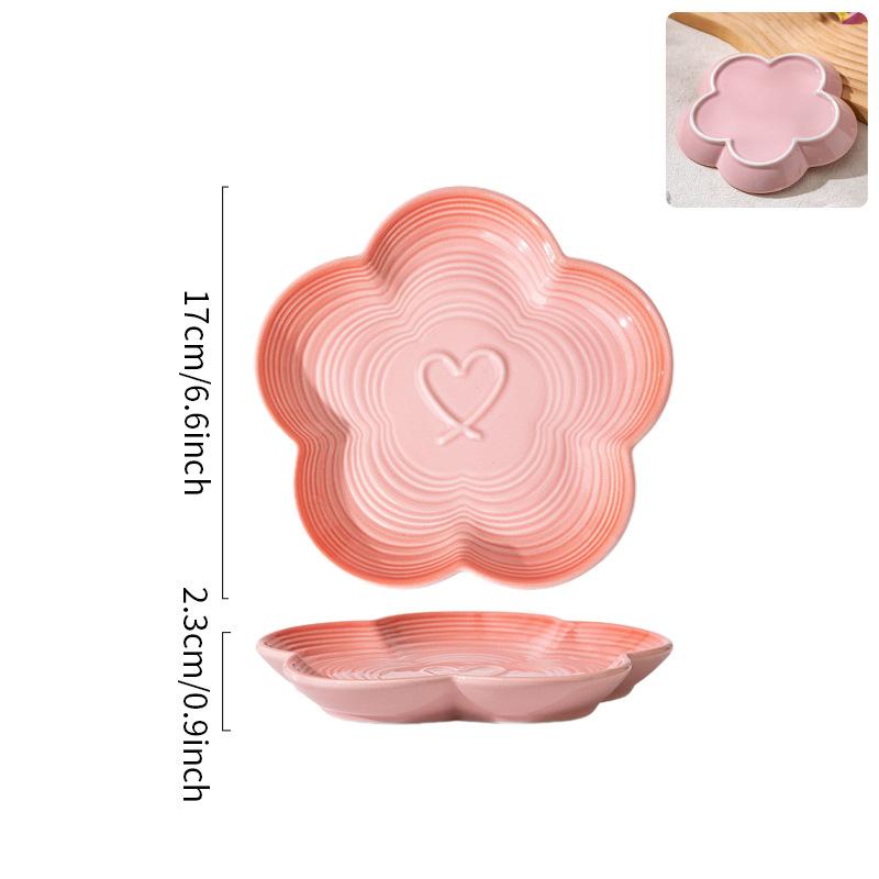 High Temperature Underglaze Ceramic Dinner Plate Gradient Color French Dessert Plate Home Fruit Plate Floral Design
