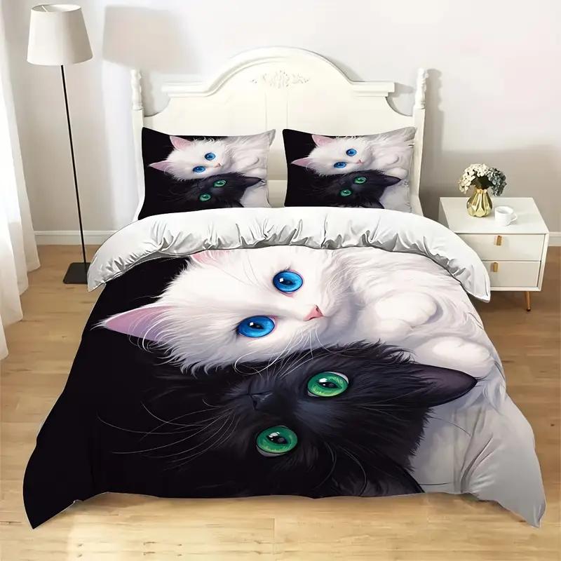 

Прекрасный милый кот 3D принт постельное белье уютный пододеяльник кинг, квин, твин, односпальный размер подарок на день рождения для девочки, мальчика, ребенка, украшение спальни EU Single 135x200cm