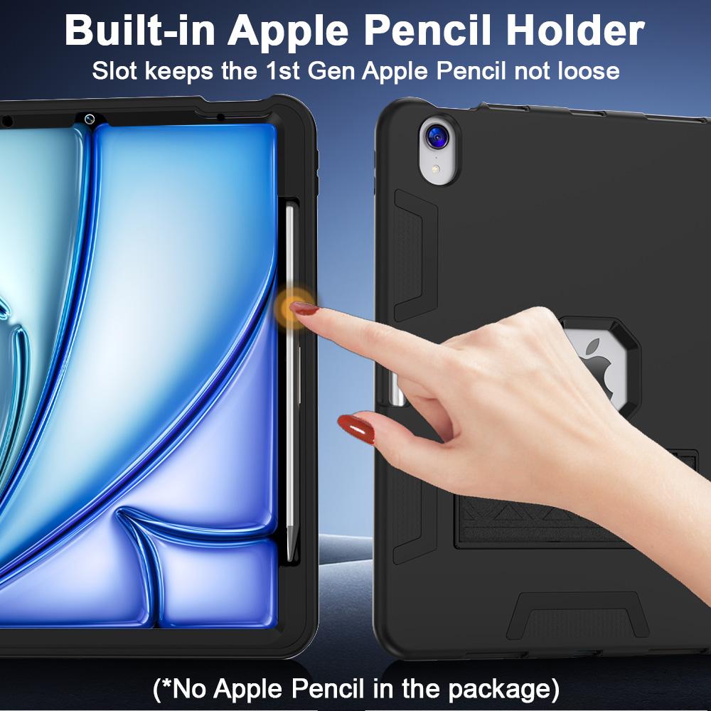 For iPad (2025)/iPad 10.9 (2022) Case Silicone+PC Kickstand Tablet Cover with Pencil Holder