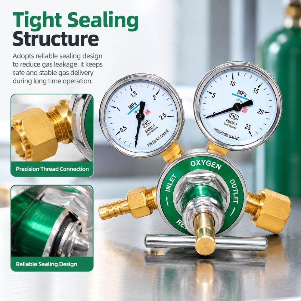 Dual Pressure Gauge Gas Pressure Reducer Green Pressure Regulating Valve  Gas Cylinder