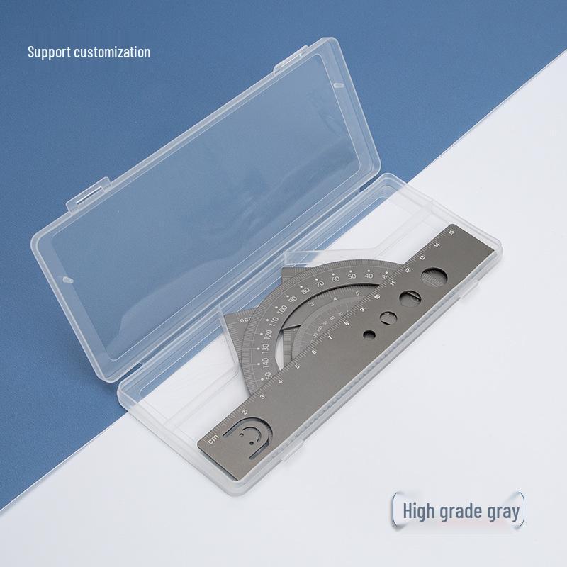 Multi-Functional Aluminum Laser Engraving Ruler Set with Square, Protractor, Triangle, Compass, and Straight Edge. 15cm