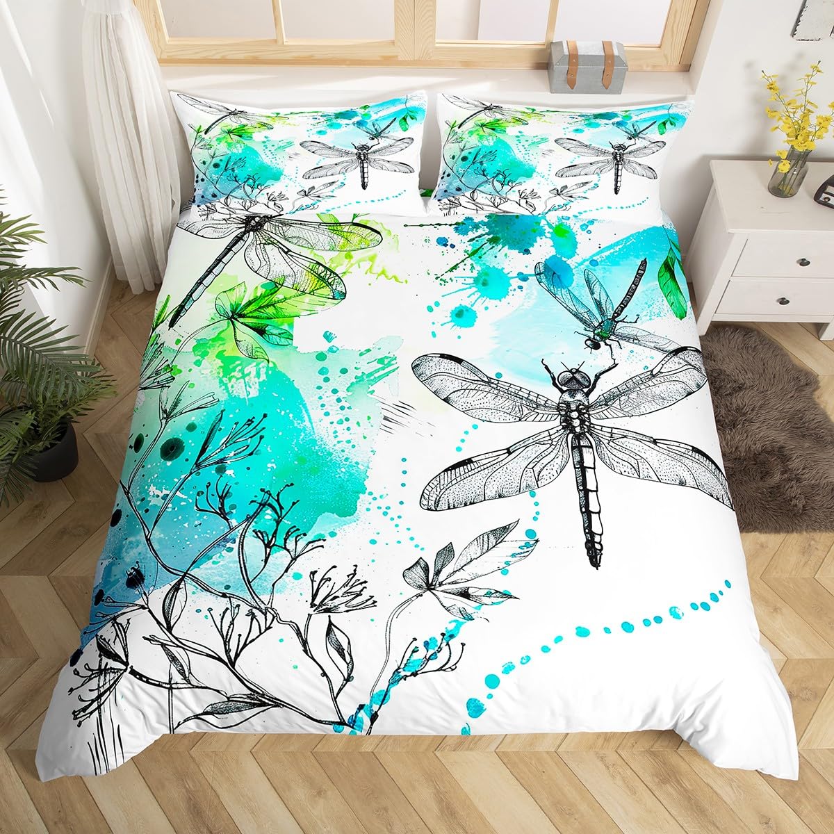 Dragonfly Soft Duvet Cover Quen King-Sized Dimensionsd Dimensions Dpluselion Comfortable Quilt Cover Night Blue Stary Sky Soft Duvet Cover Children 120*200cm Single