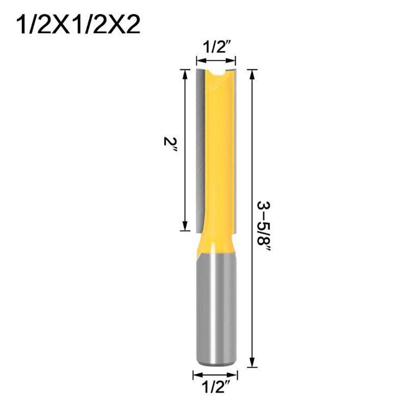 

1/2 шт., прямая/дадо-фрезерная фреза диаметром 1/2 дюйма. X 2 X 3 Длина 1/2 дюйма, хвостовик 12 мм, деревообрабатывающий резак, режущий инструмент по дереву 1/2*1/2*2 жёлтый