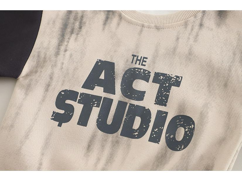 Boys' Spring 2025 Two-Piece Outfit: English Letter Round Neck Suit for Kids