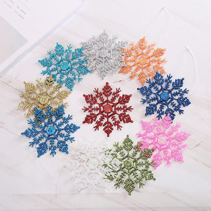 Funkelnde und farbenfrohe 12 Stück Weihnachtskugel-Christbaumkugeln Glitzer Schneeflocke Hängeornamente 10 cm