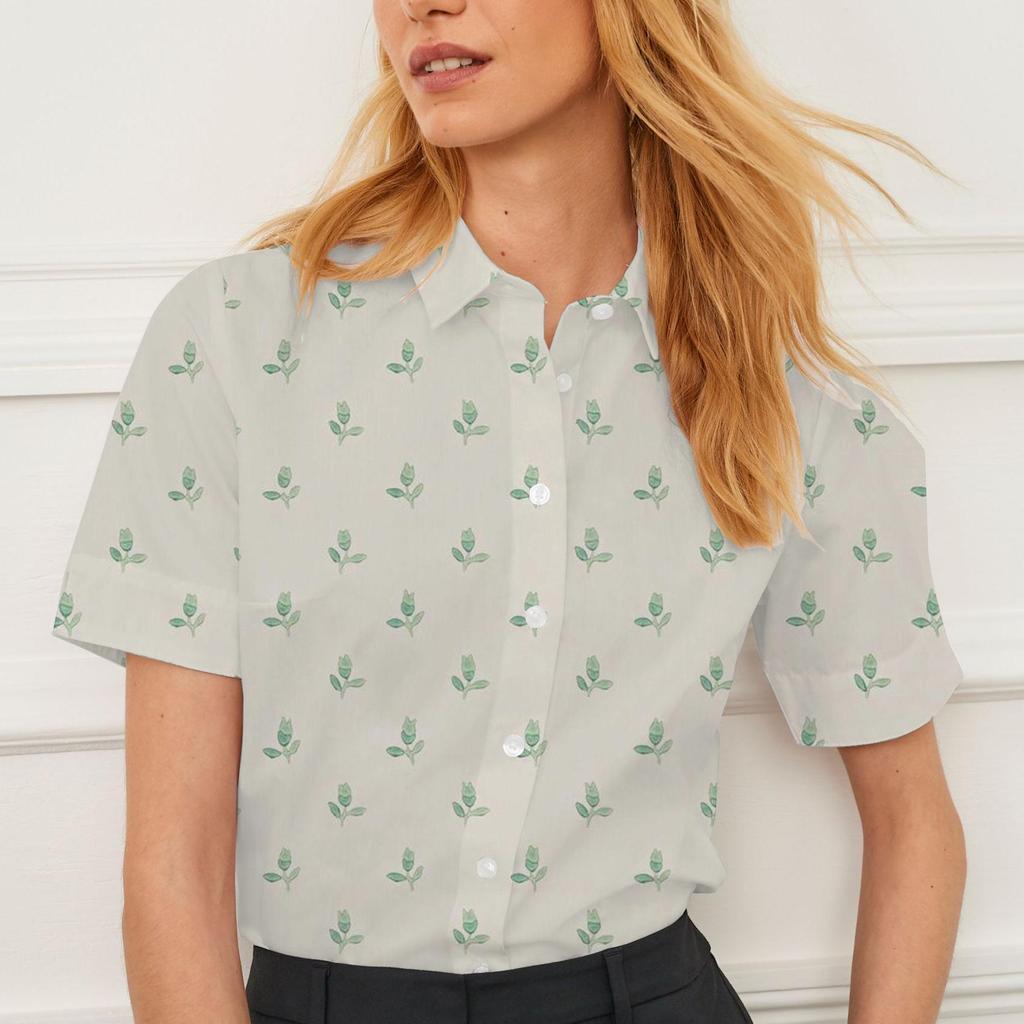 Summer Lapel Women's Floral Pattern Design Personality Fashion Casual Versatile Breathable Tops