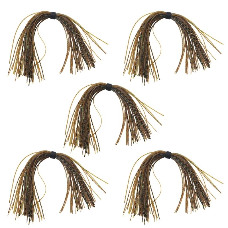 5 Bundles 220 Strands Silicone Jig Skirts Sets DIY Fishing Jig Legs Lures, Fly Tying Materials Fishing Jig Baits Skirts