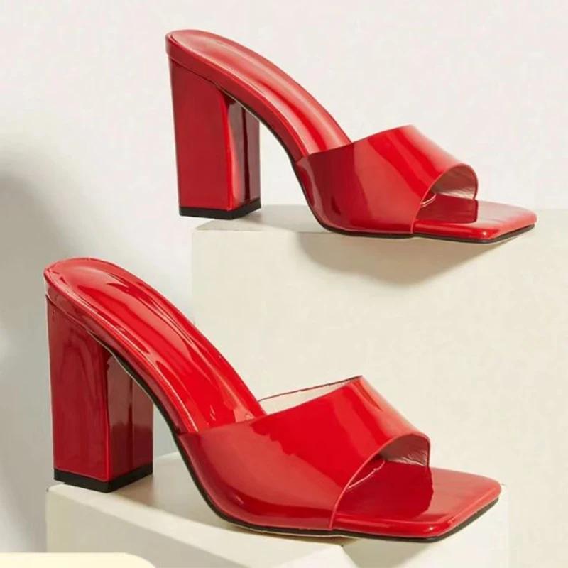 Women Super High Heels Slippers PVC Chunky Shoes Elegant Sandals 2025 Sexy Summer Flip Flops Pumps Slides Dress Sandalias Mujer
