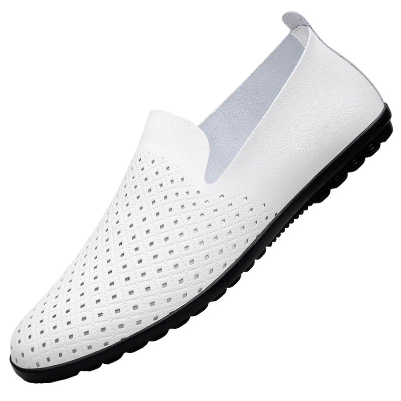 Genuine Leather Men Shoes Casual Formal Mens Loafers Moccasins Italian Summer Breathable Slip On Male Boat Shoes Over Size 50 51