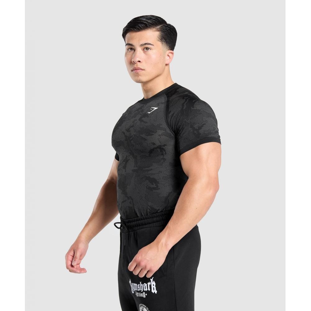 Gymshark Geo Seamless T-Shirt Schwarz Anthrazit A5a2d Bbf9