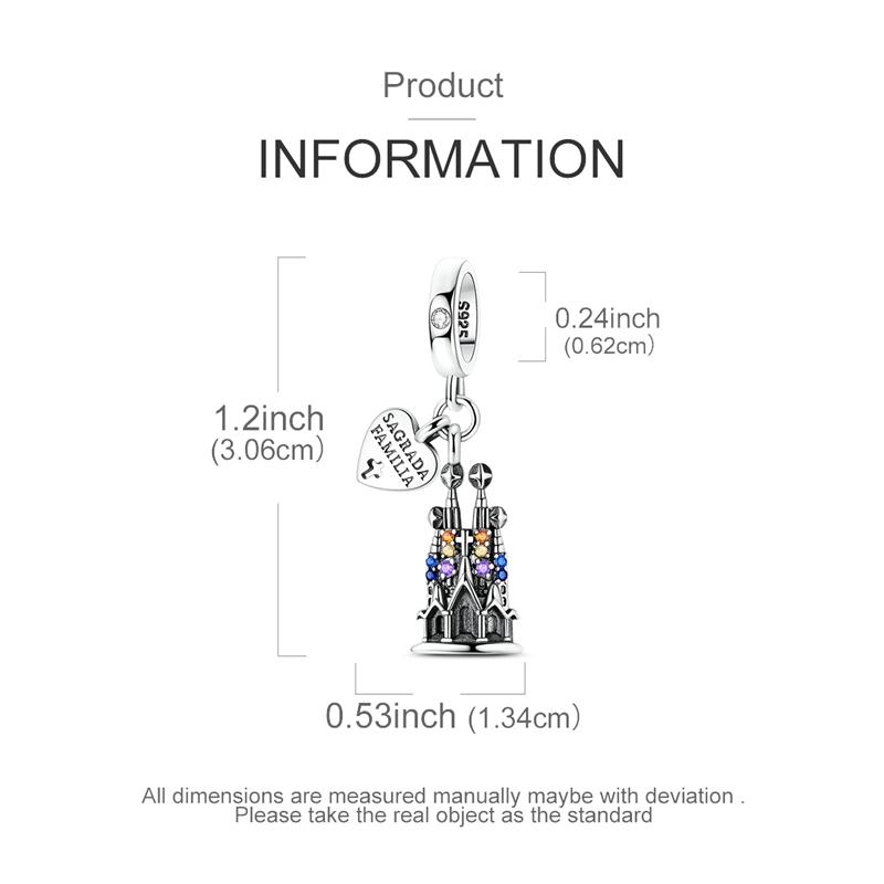 925 Sterling Silver Travel Charms Bead CZ Zircon The Roman Colosseum Dangle Fit Original Bracelet DIY Women Jewelry Gift