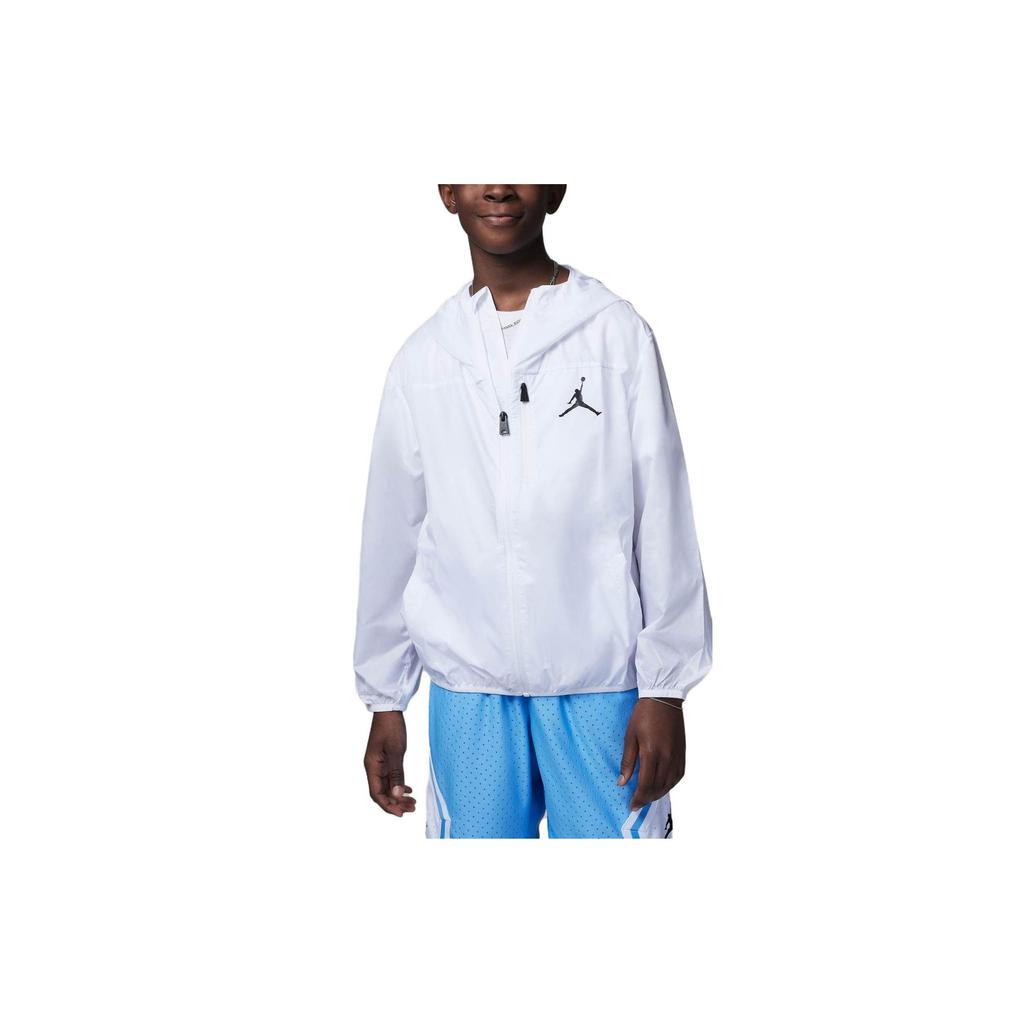 Jordan Kids Alphabet Logo Print Hooded Jacket Kids Outerwear White FQ1061-100